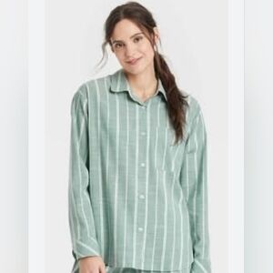 Auden Sage Green and White Striped Shirt
